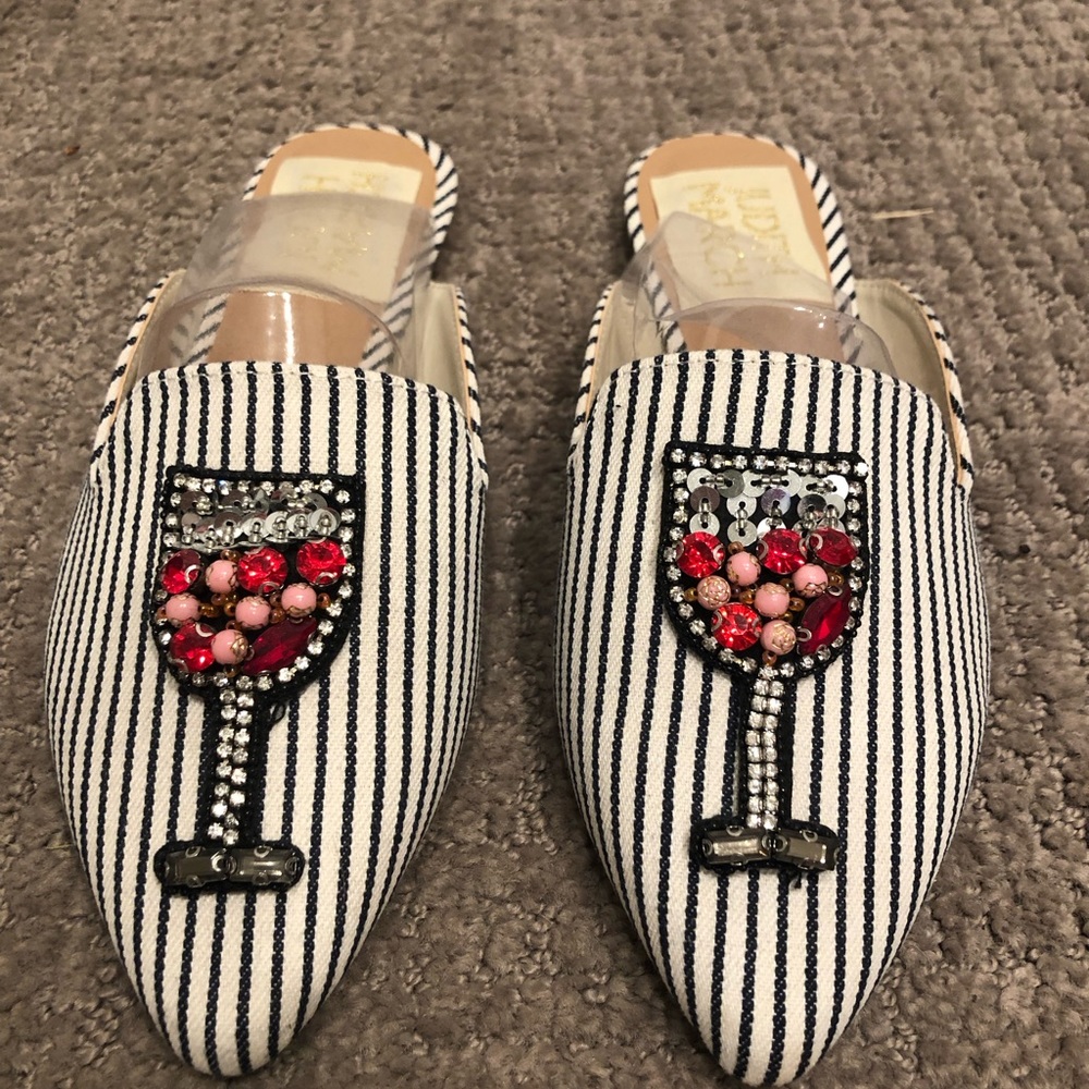 Judith March Jewel Striped Slide On Loafer / Mule
